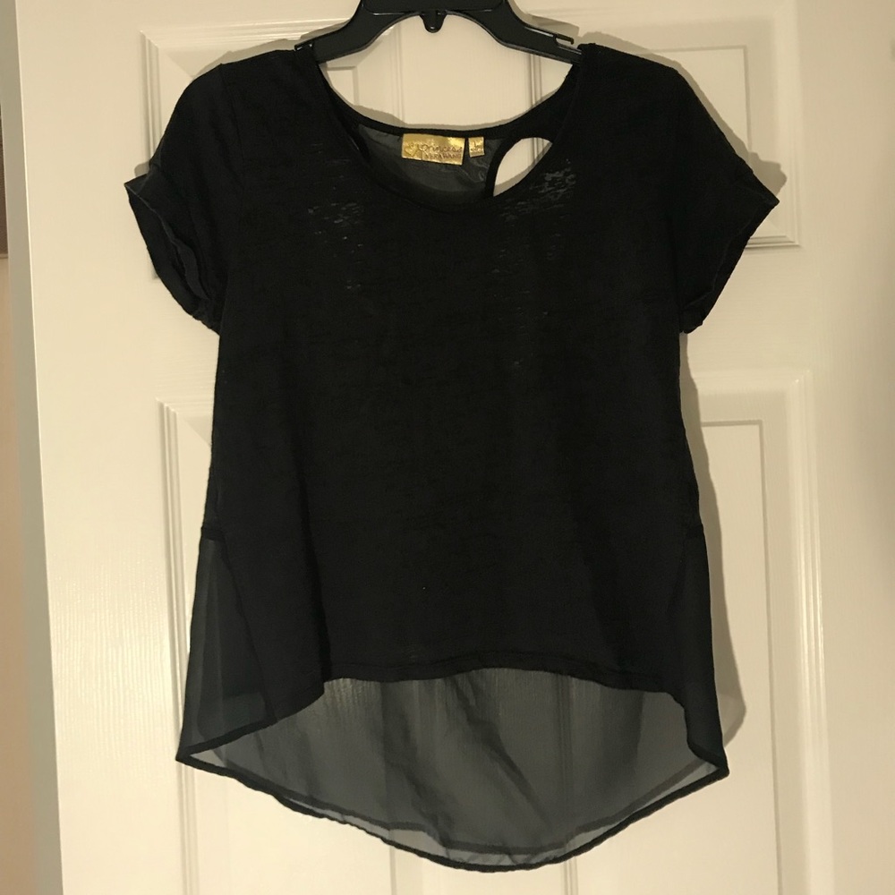 Princess Vera Wang black semi sheer top size L